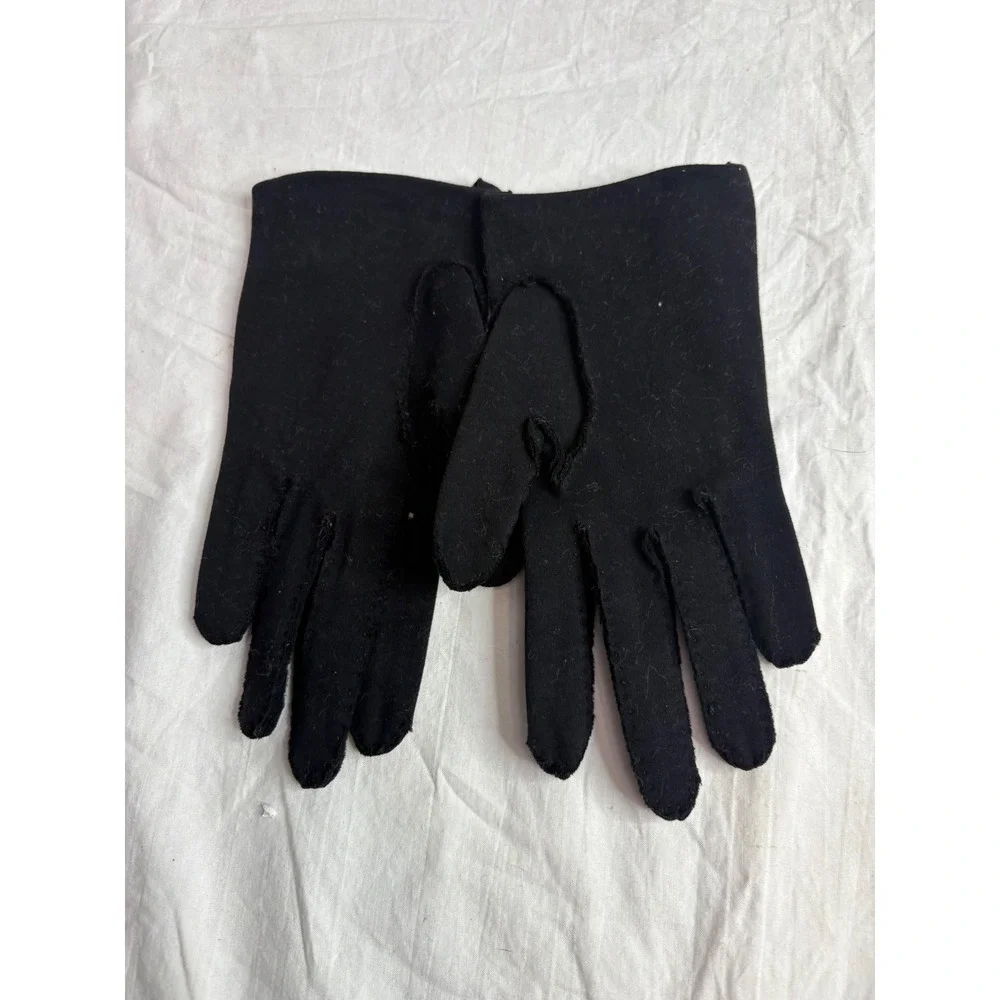Vintage Black Button Accent Gloves Womens Dressy Opera Evening Fashion Accessory